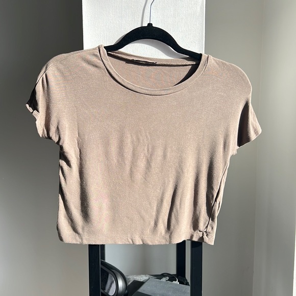 Zara Tops - Zara tan crop top T-shirt